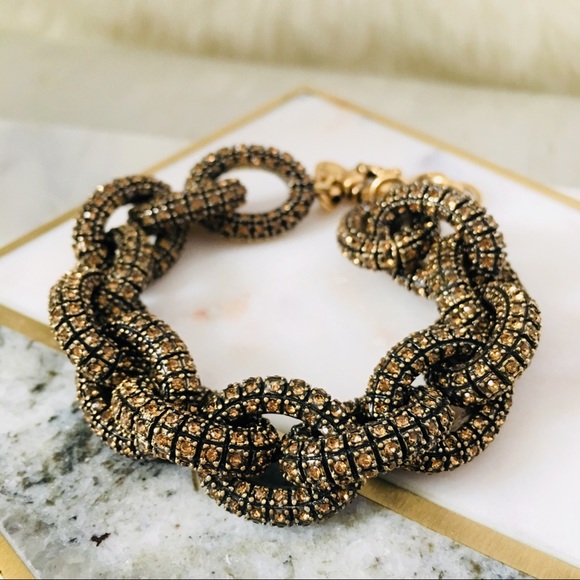 J. Crew Jewelry - J. CREW Classic Link Bracelet Amber Stones